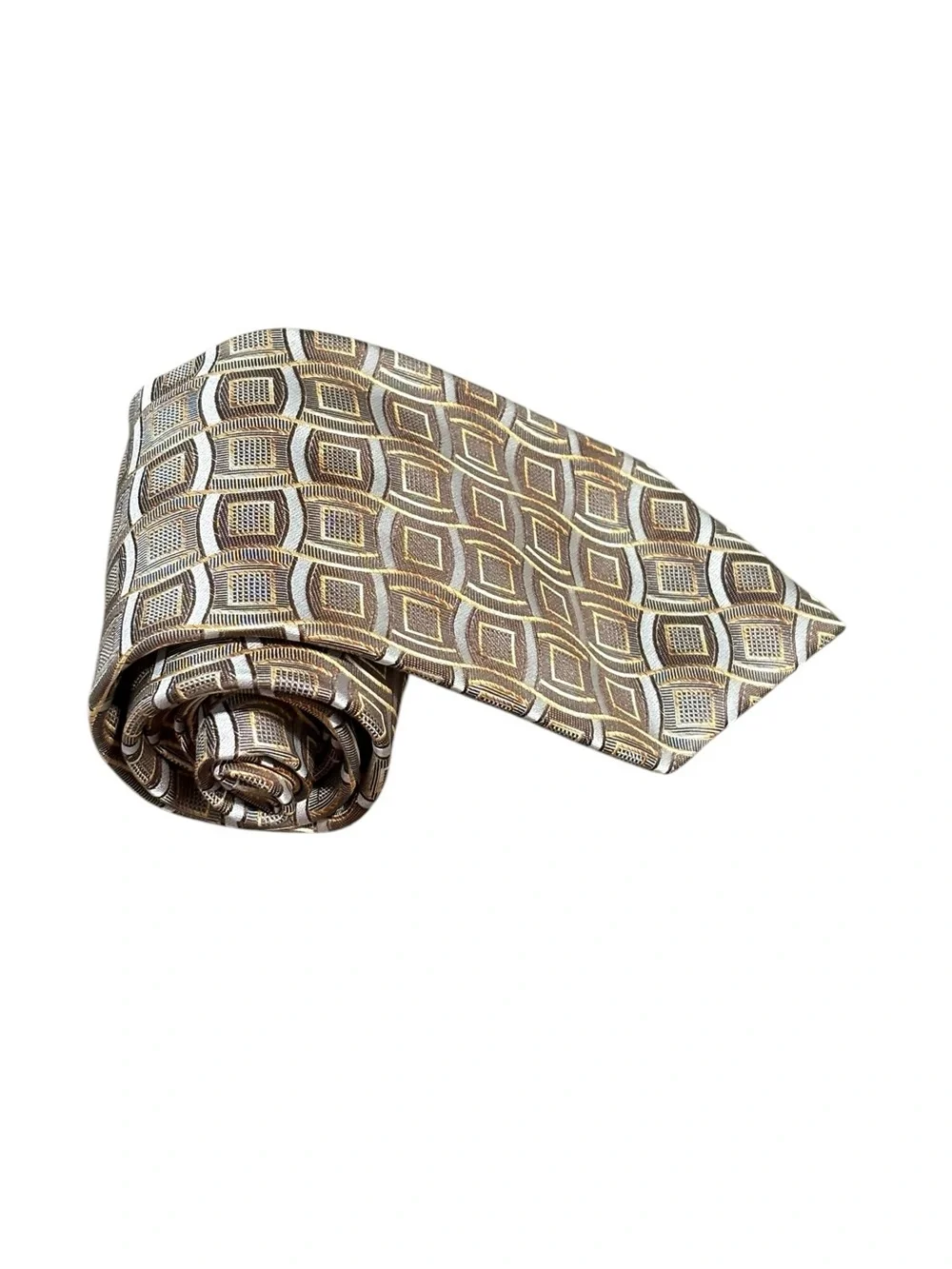 Giorgio Brutini Geometric Brown & Gold Necktie